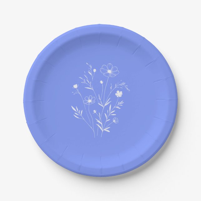 Periwinkle Wildflower Bridal Shower  Paper Plate (Front)