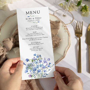 Periwinkle Wildflower Delicate Floral Wedding Menu