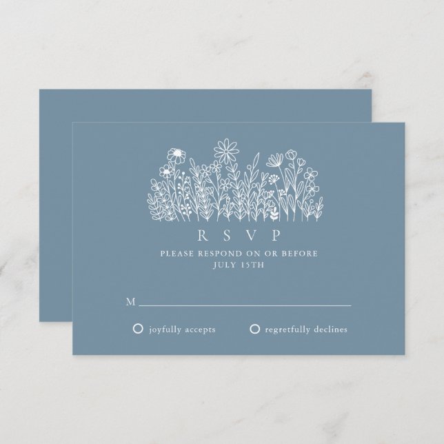 Periwinkle Wildflower Garden Wedding RSVP (Front/Back)