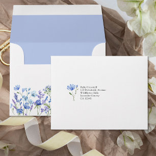 Periwinkle Wildflower Pre-Addressed Wedding RSVP Envelope