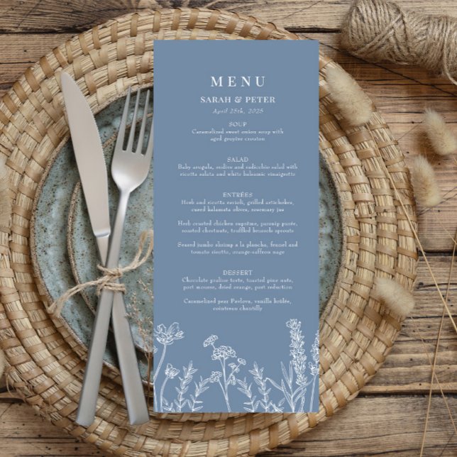 Periwinkle Wildflower Wedding Flat Menu (Creator Uploaded)