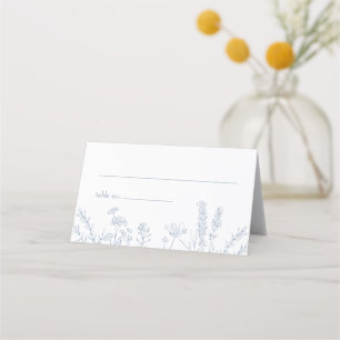 Periwinkle Wildflower Wedding Folded Place Card