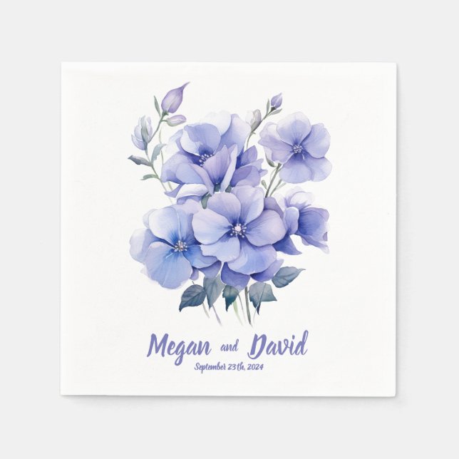 Periwinkles Dreams 2: Personalized Wedding Napkins (Front)