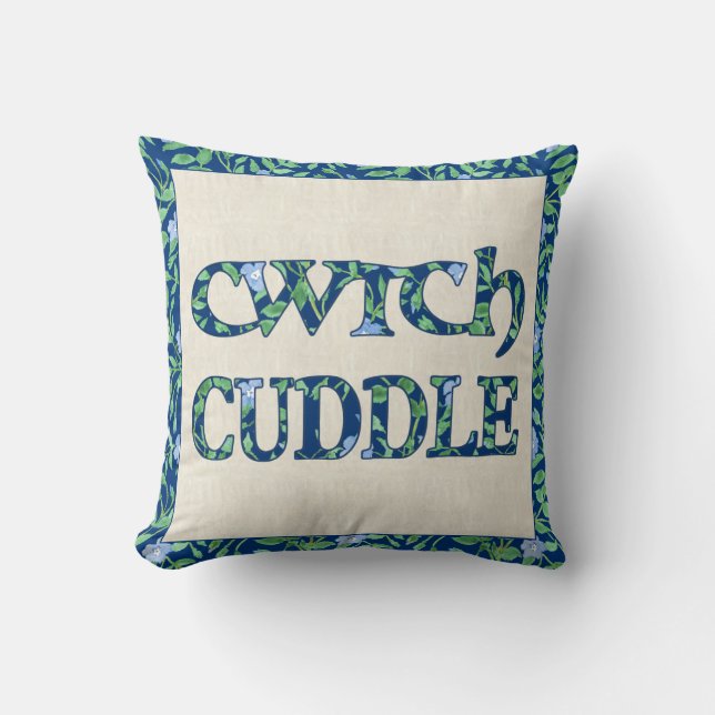 Periwinkles Welsh Cwtch Throw Pillow or  Cushion (Front)
