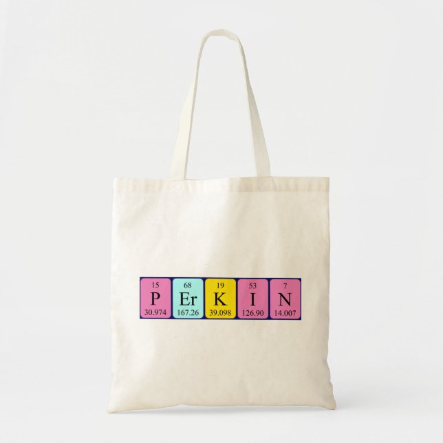 Perkin periodic table name tote bag (Front)