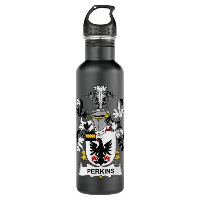 Perkins Coat of Arms  Family Crest  710 Ml Water Bottle (Front)