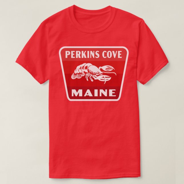 Perkins Cove Maine Retro  Badge Red T-Shirt (Design Front)