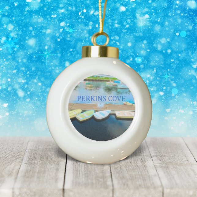 Perkins Cove Rowboats Ceramic Ball Christmas Ornament (Creator Uploaded)