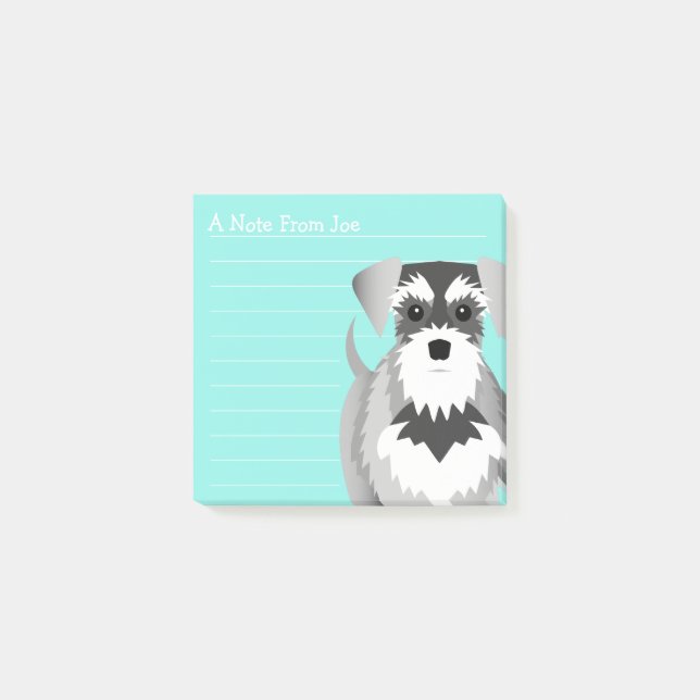Perky Miniature Schnauzer Cute Green Post-it Notes (Front)