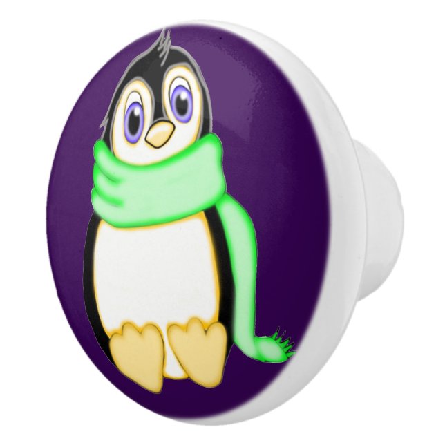 Perky Penguin Ceramic Knob (Right)