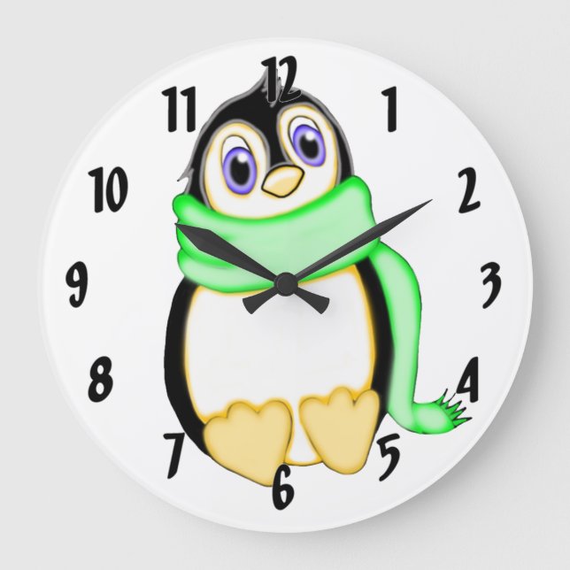 Perky Penguin Large Clock (Front)