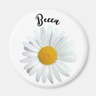 Perky White Daisy Flower Personalised Magnet