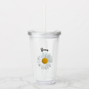 Perky White Daisy Flower Personalised Tumbler