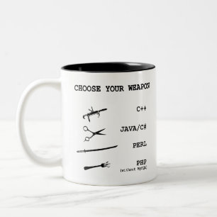 Perl, Java, C Sharp, Php, C++ Programming Language Two-Tone Coffee Mug