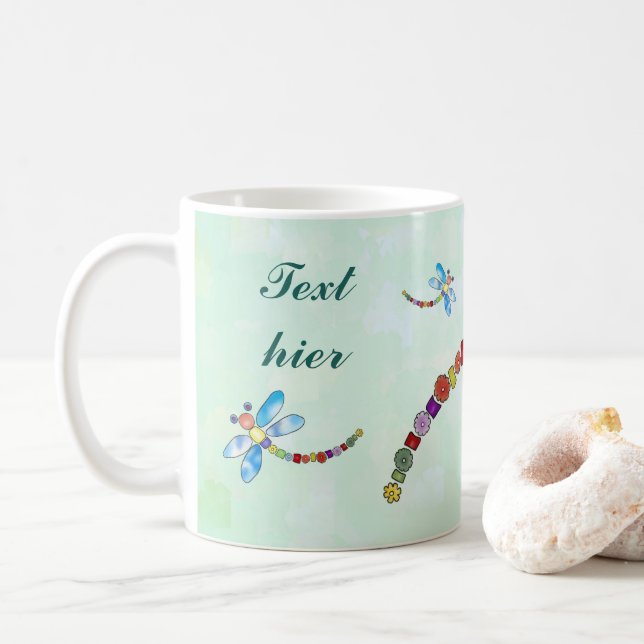 Perlenlibelle, personalized coffee mug (With Donut)