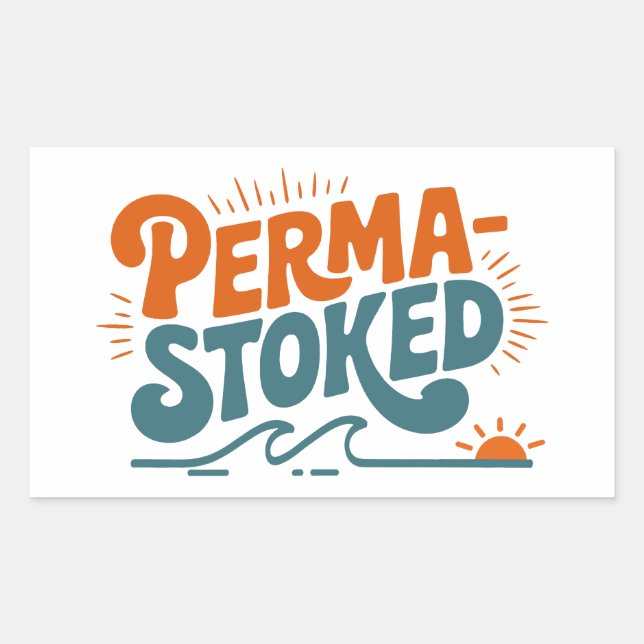 Perma-Stoked Waves Rectangular Sticker (Front)