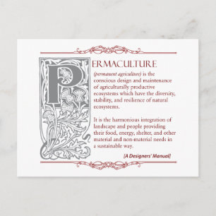 Permaculture - A Definition (1) Red & Grey Postcard
