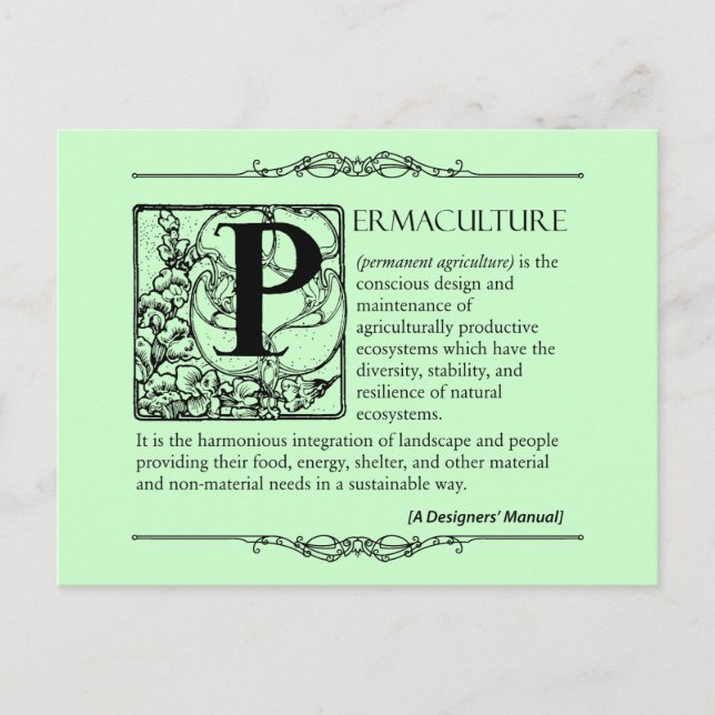Permaculture - A Definition (3) - Black Postcard (Front)