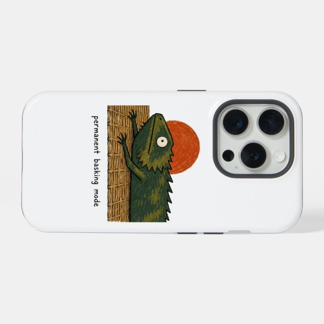 Permanent Basking Mode Bearded Dragon Art iPhone Case (Back Horizontal)
