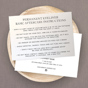 Permanent Eyeliner Basic Aftercare Instructions B Business Card