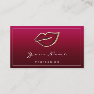 Permanent Makeup Beauty Kiss Lips QR LOGO Red Business Card