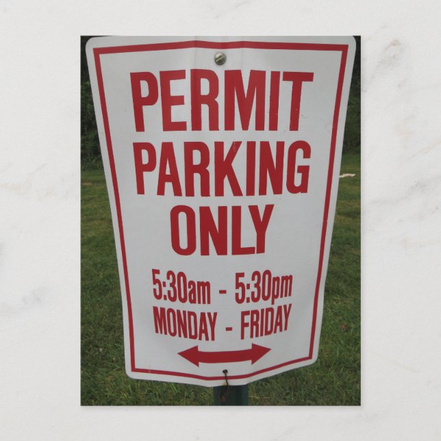 Permit Parking Sign. Postcard (Front)