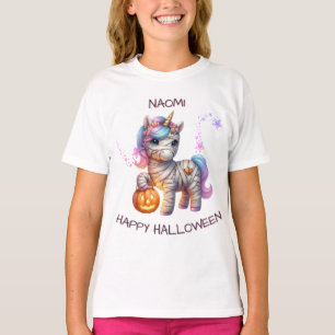 *Peronalised Cute Mummy Unicorn Kids Halloween T-Shirt