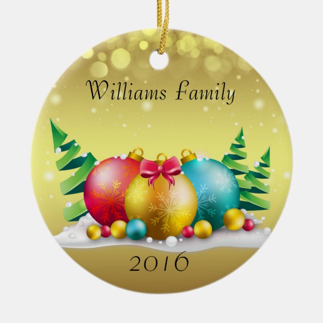 Peronalize Custom, Gold Effect, Circle Ornament (Front)