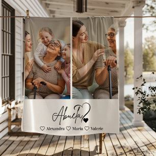 Peronalized 2 Photo  Abuela Minimalist Line Art Fleece Blanket