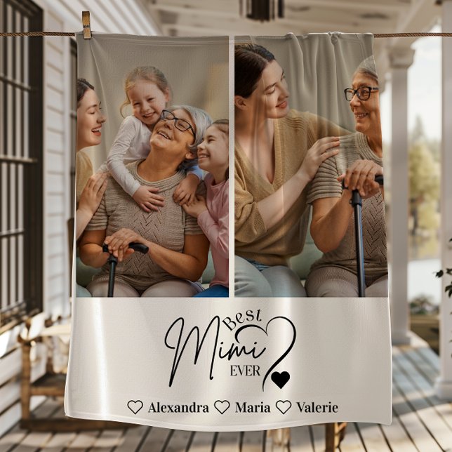 Peronalized 2 Photo  Best Mimi Ever Minimalist Fleece Blanket (Creator Uploaded)