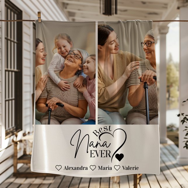 Peronalized 2 Photo  Best Nana Ever Minimalist Fleece Blanket (Creator Uploaded)