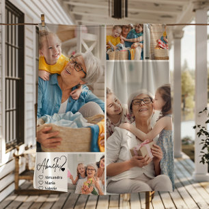 Peronalized 5 Photo Abuela Minimalist Line Art Fleece Blanket