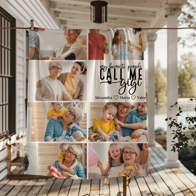 Peronalized 7 Photo Gigi Gift Fleece Blanket (Creator Uploaded)