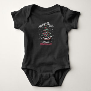 Peronalized Christmas Sleigh Tree Merry & Bright Baby Bodysuit