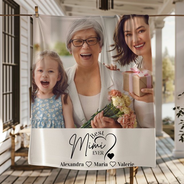 Peronalized Photo Best Mimi Ever Minimalist  Fleece Blanket (Creator Uploaded)