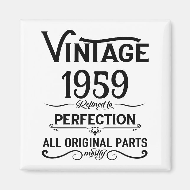 Perosnalized vintage 65th birthday party magnet (Front)