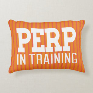 Perp in training White Gfx Stripes Decorative Cushion