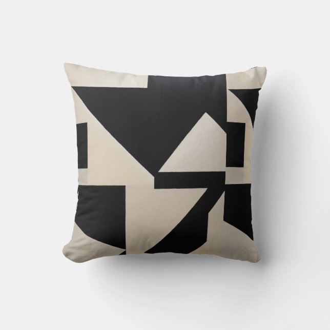 "Perpendicular Void – Suprematist-Inspired Black a Cushion (Front)