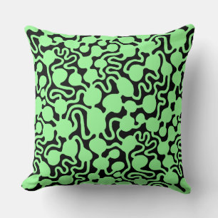 Perpetual Ant Farm v2 - Mint Green on Black Cushion