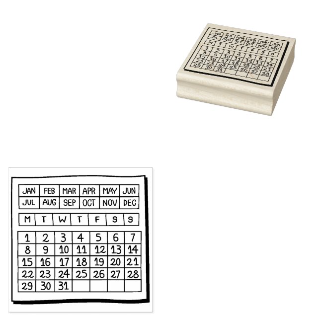 Perpetual Calendar Rubber Stamp (Stamped)