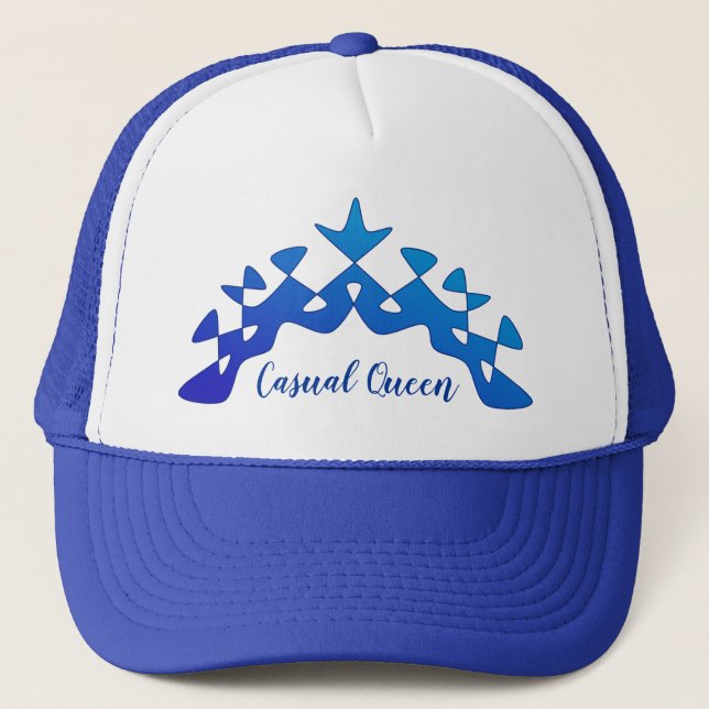 Perpetual "Casual Queen" Blue Crown Fancy Trucker Hat (Front)