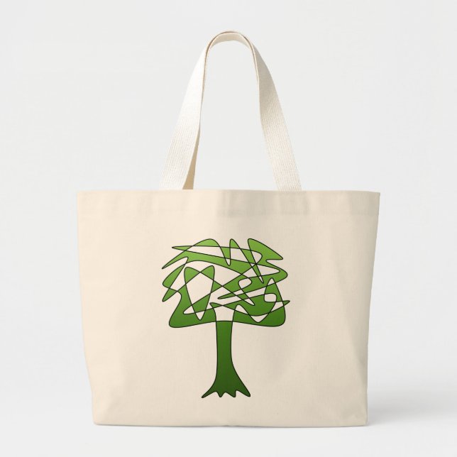 Perpetual Green Tree Abstract Art Large Tote Bag (Front)