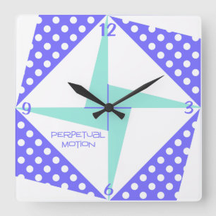 Perpetual Motion- Blue Square Wall Clock