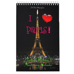 Perpetual Paris Birthday Anniversary Calendar