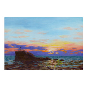 Perranporth beach sunset poster