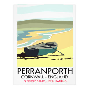Perranporth Cornwall Seaside travel poster. Photo Print