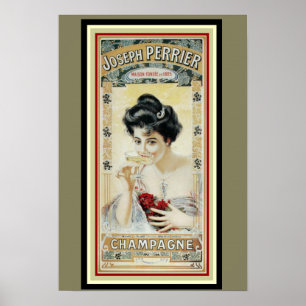 Perrier Champagne Vintage Ad Poster 13 x 19