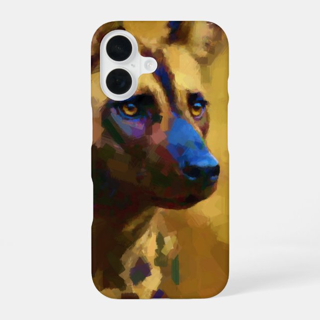 Perro Salvaje Africano Art iPhone 16 Case (Back)