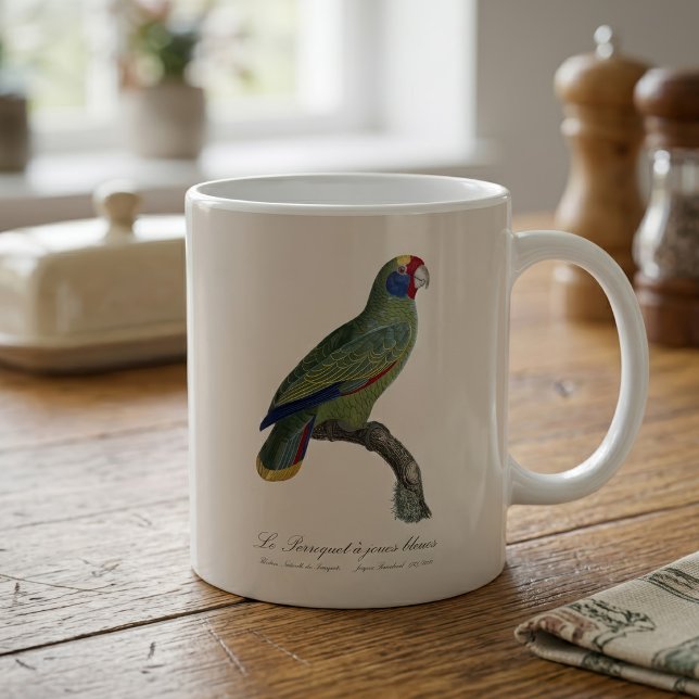 Perroquet  joues bleues / Red-tailed amazon  Coffee Mug (Red-Tailed Parrot Amazon, Amazona Brasiliensis. Coffee Mug)