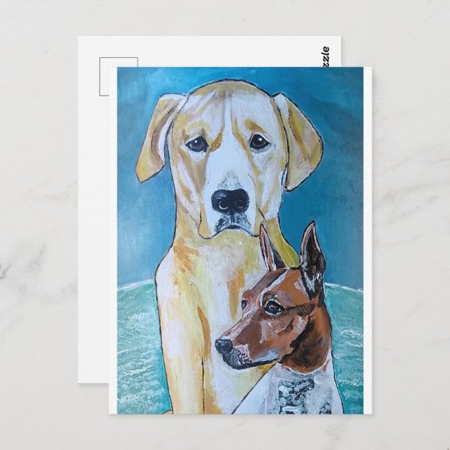 Perros en la Playa Painting by Alfred Fox Postcard (Front/Back)